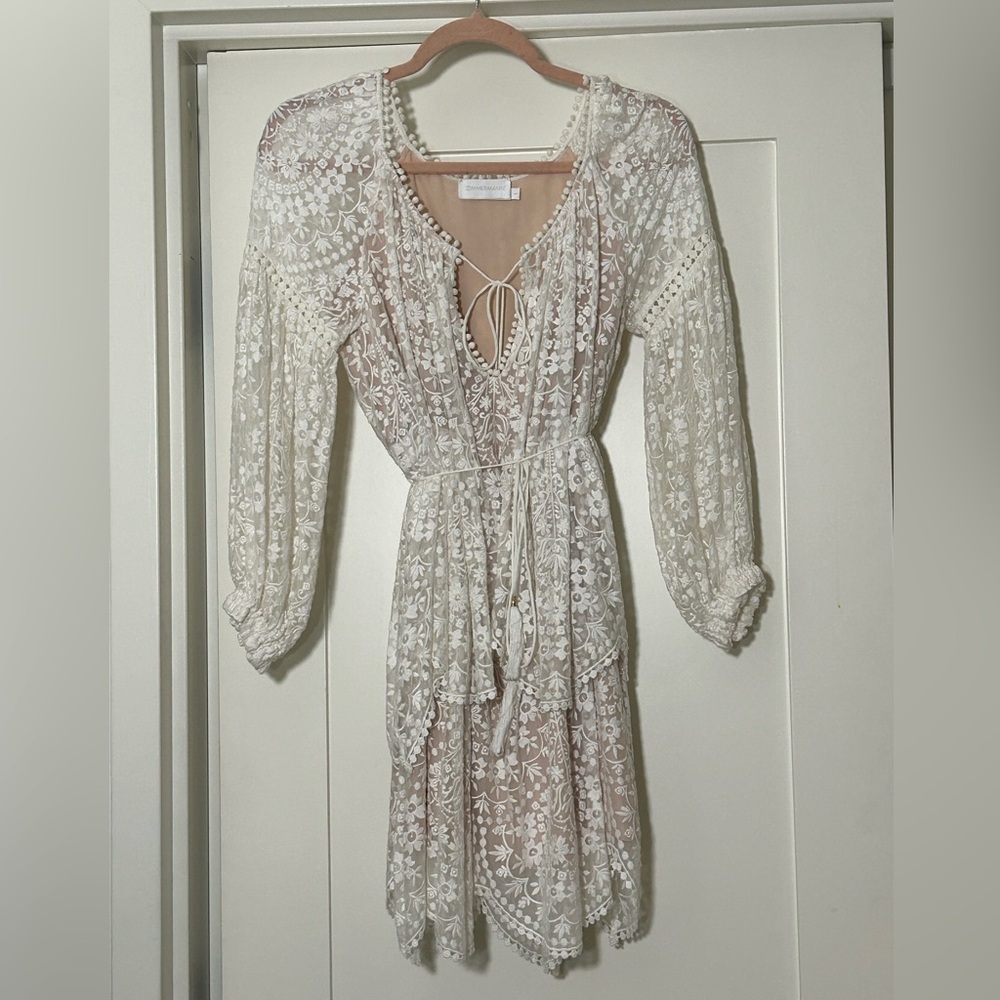 Zimmerman 100% silk Gossamer Scallop Mini Dress - Size 1